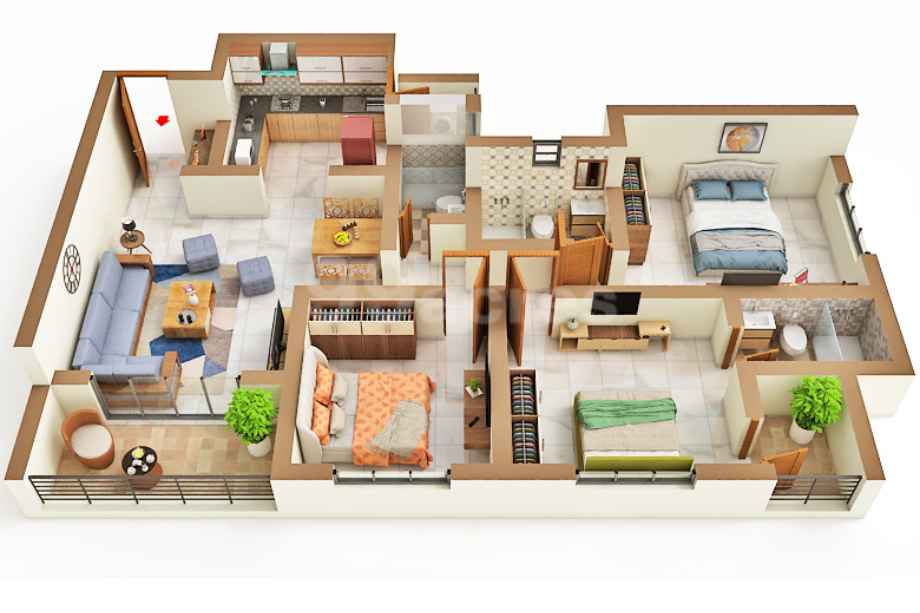 Sahyadri-Plumeria-Floor-Plan-3-BHK-993 -Sqft