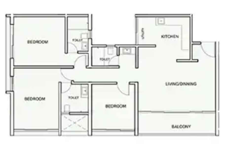 Kumar-Parth-Tower-Floor-Plan-3-BHK-1090-Sqft