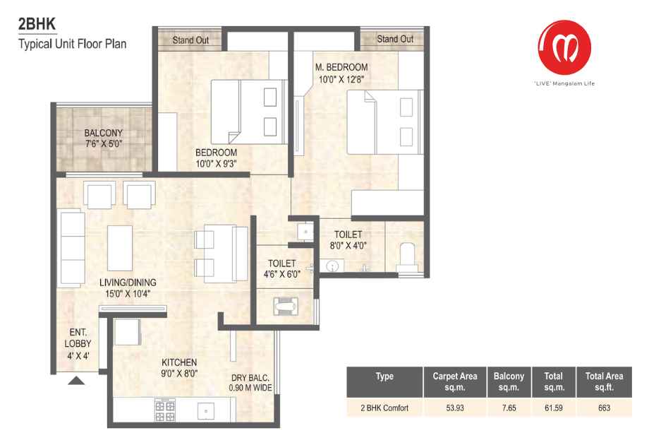 Mangalam-Life-Park-Floor-Plan-2-BHK-663-Sqft