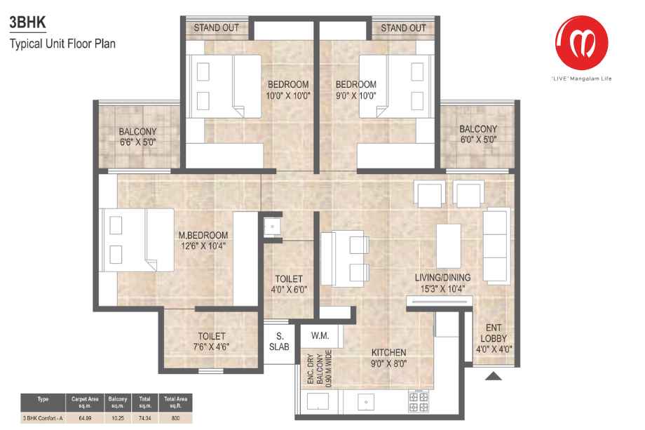 Mangalam-Life-Park-Floor-Plan-3-BHK-800-Sqft