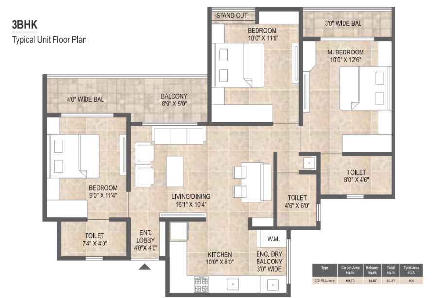 Mangalam-Life-Park-Floor-Plan-3-BHK-908-Sqft