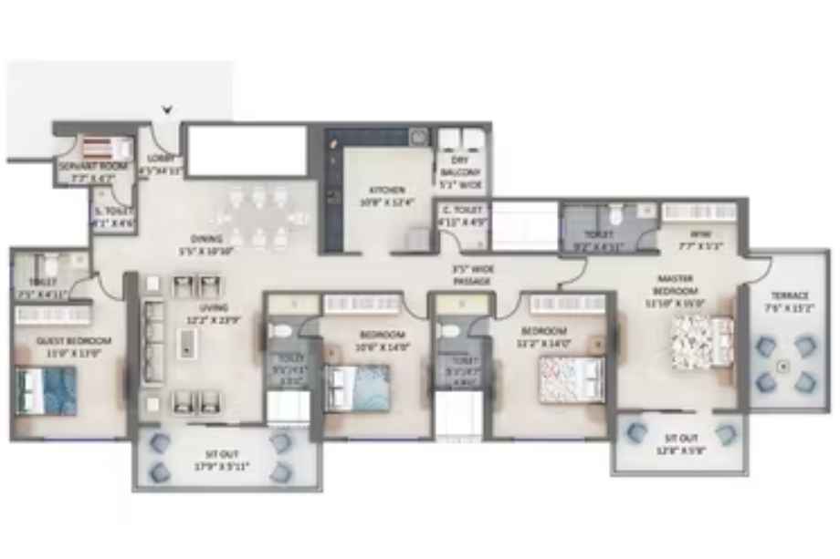 Supreme-Estia-Floor-Plan-4-BHK-2240-Sqft