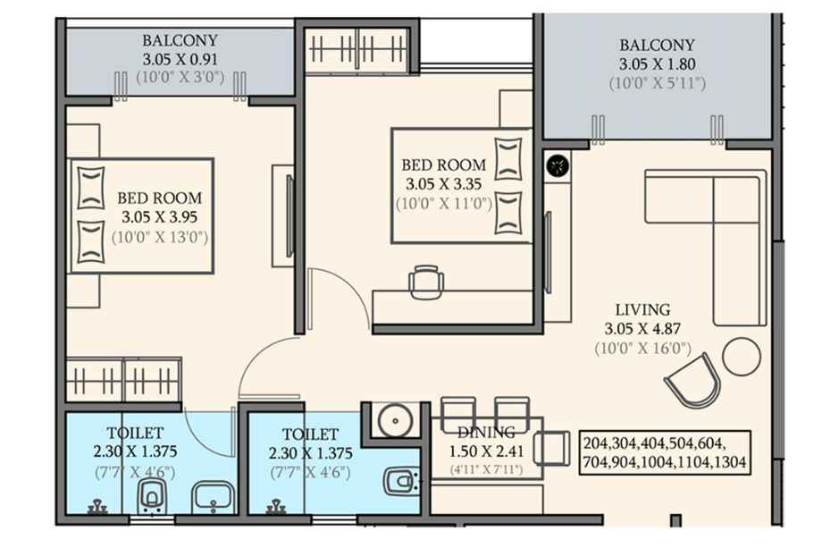 Nivasa-Enchante-Foor-plan-2-BHK