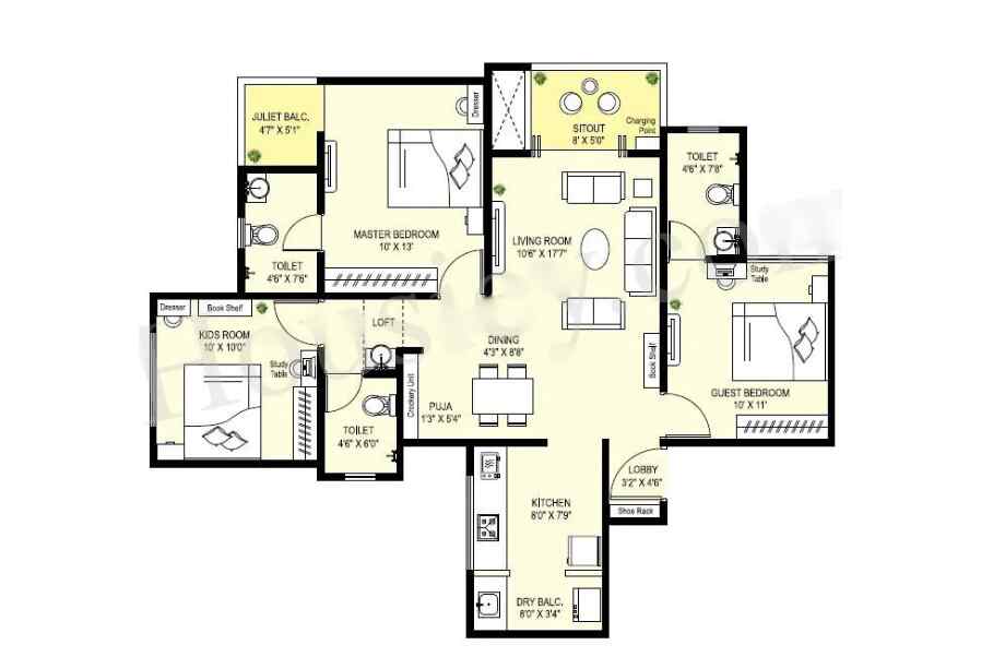 Krisala-41-Zillenia-3-BHK-904-sqft