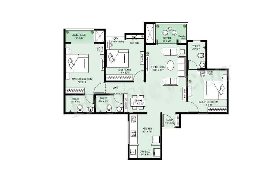 Krisala-41-Zillenia-3-BHK-912-sqft