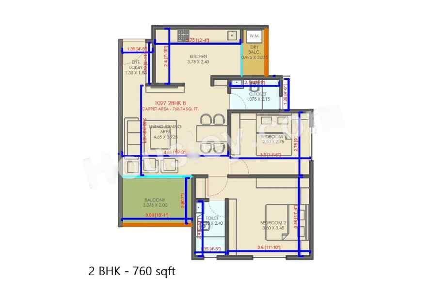 Silveroak-Shriyans-2-BHK-760-sqft