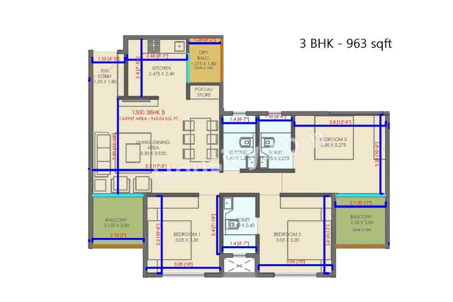 Silveroak-Shriyans-3-BHK-963-sqft