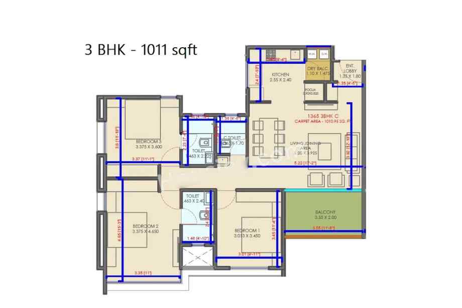 Silveroak-Shriyans-3-BHK-1011-sqft