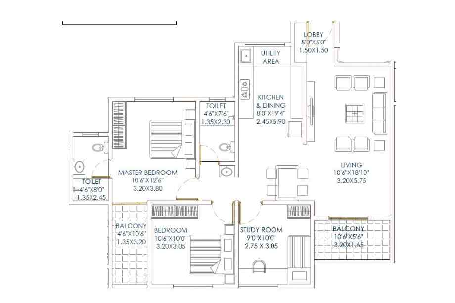 Vedant-Bella-Rossa-3-BHK-918-sqft