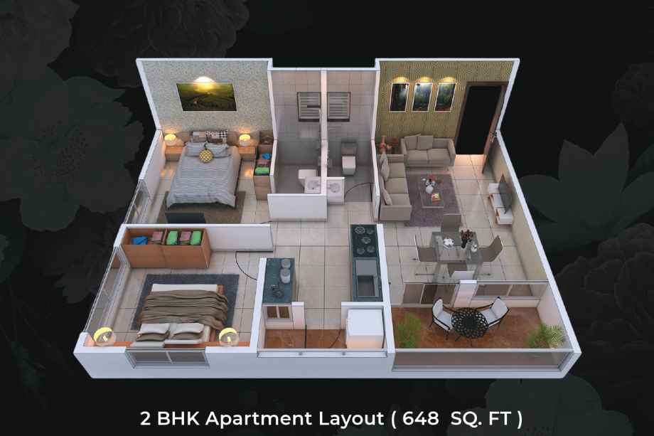 Buttepatil-Gulab-Shilp-Floor-Plan-2-BHK-648-Sqft