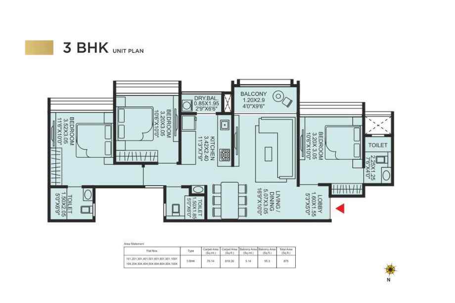 Westmont-3-BHK-785-sqft