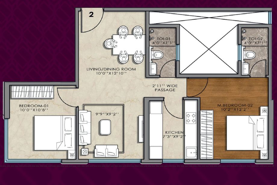 Posiedon-Sukruti-Samyra-2-BHK-583-Sqft-Floor-Plan
