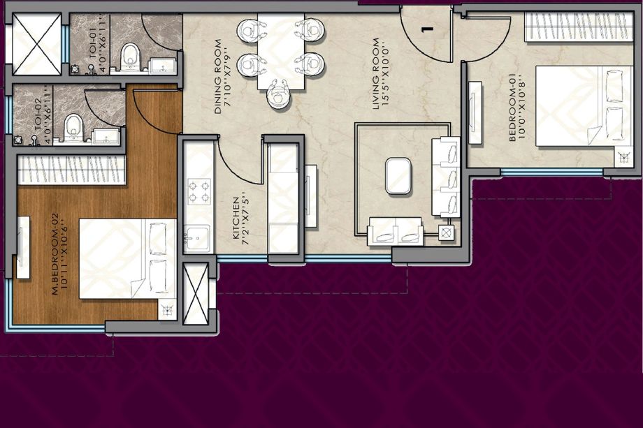Posiedon-Sukruti-Samyra-2-BHK-733-Sqft-Floor-Plan