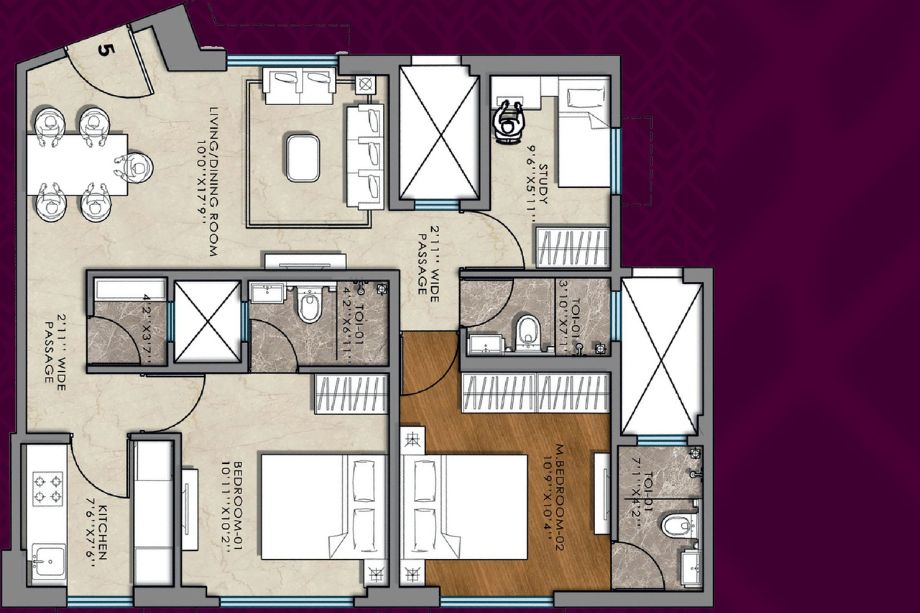 Posiedon-Sukruti-Samyra-2-BHK-Floor-Plan