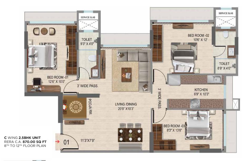 VKG-Park-Estate-Floor-Plan-2.5-BHK-870-Sqft