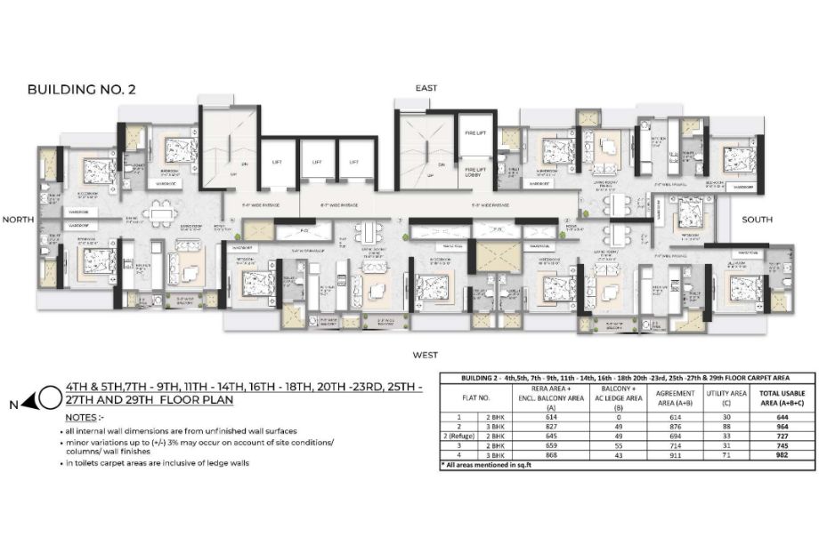 Squarefeet-Debonair-Classic-Building2-4th-to-29th-Floor-Plan