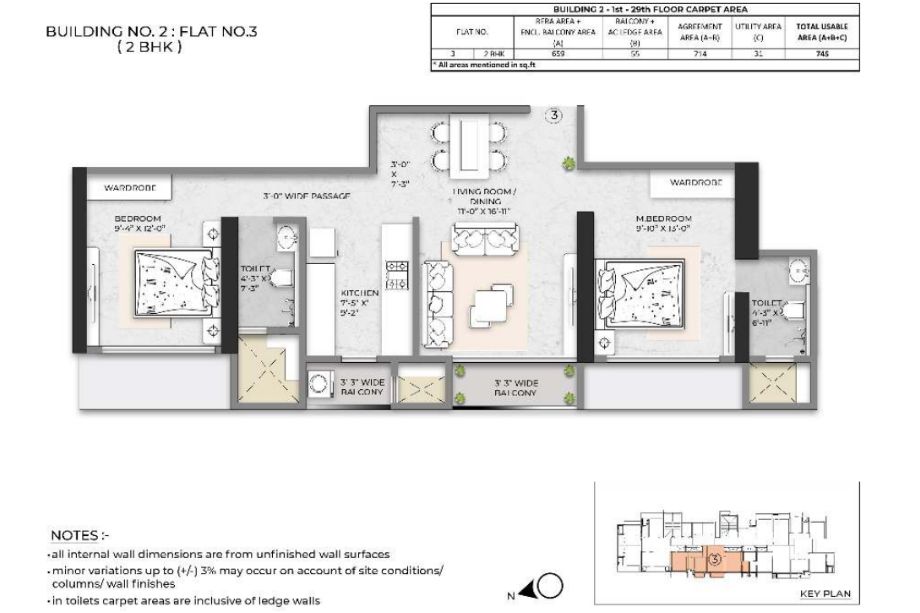 Squarefeet-Debonair-Classic-Floor-Plan-2-BHK-745-Sqft