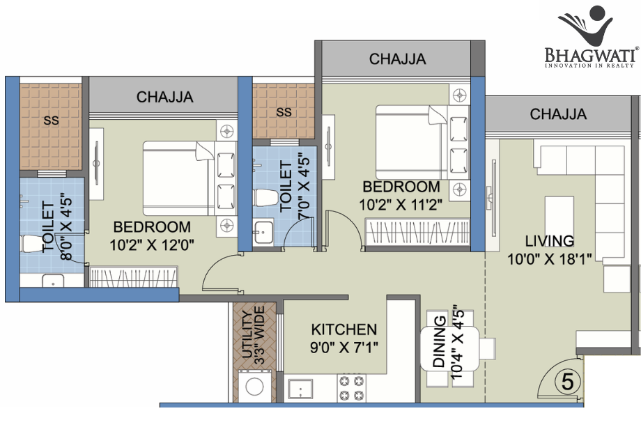 Bhagwati-Celestria-New-Palm-Beach-Floor-Plan-2-BHK-671-Sqft