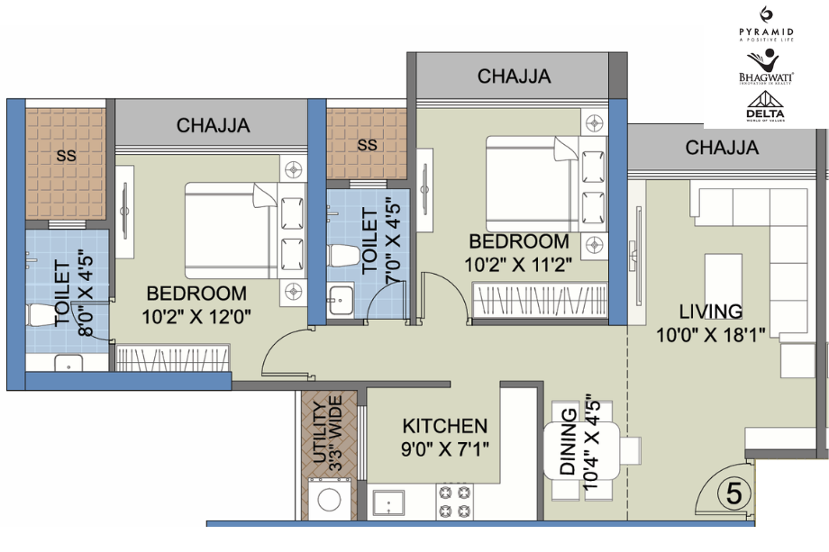 Celestria-New-Palm-Beach-Floor-Plan-2-BHK-671-Sqft