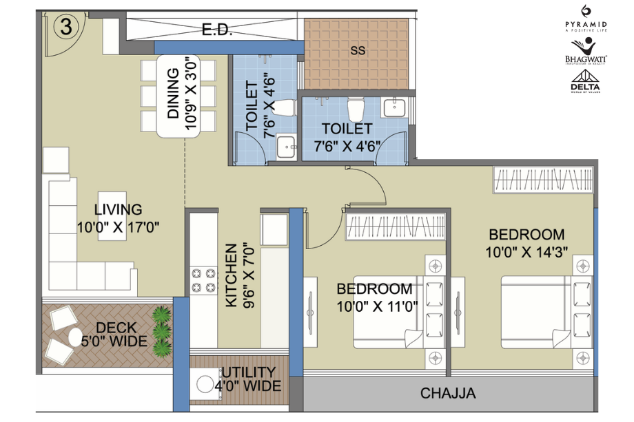 Celestria-New-Palm-Beach-Floor-Plan-2-BHK-Deck-759-Sqft