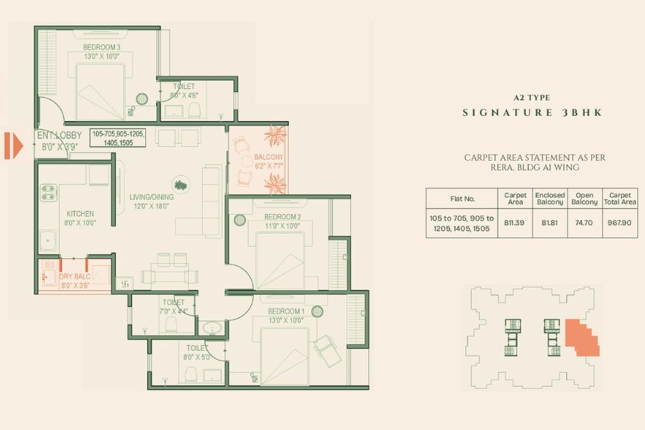 Kamdhenu-The-Premia-Floor-Plan-3-BHK-967-Sqft