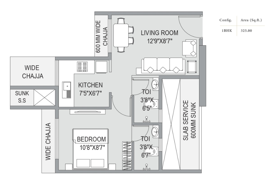 Southfield-Gravity-Floor-Plan-1-BHK-325-Sqft