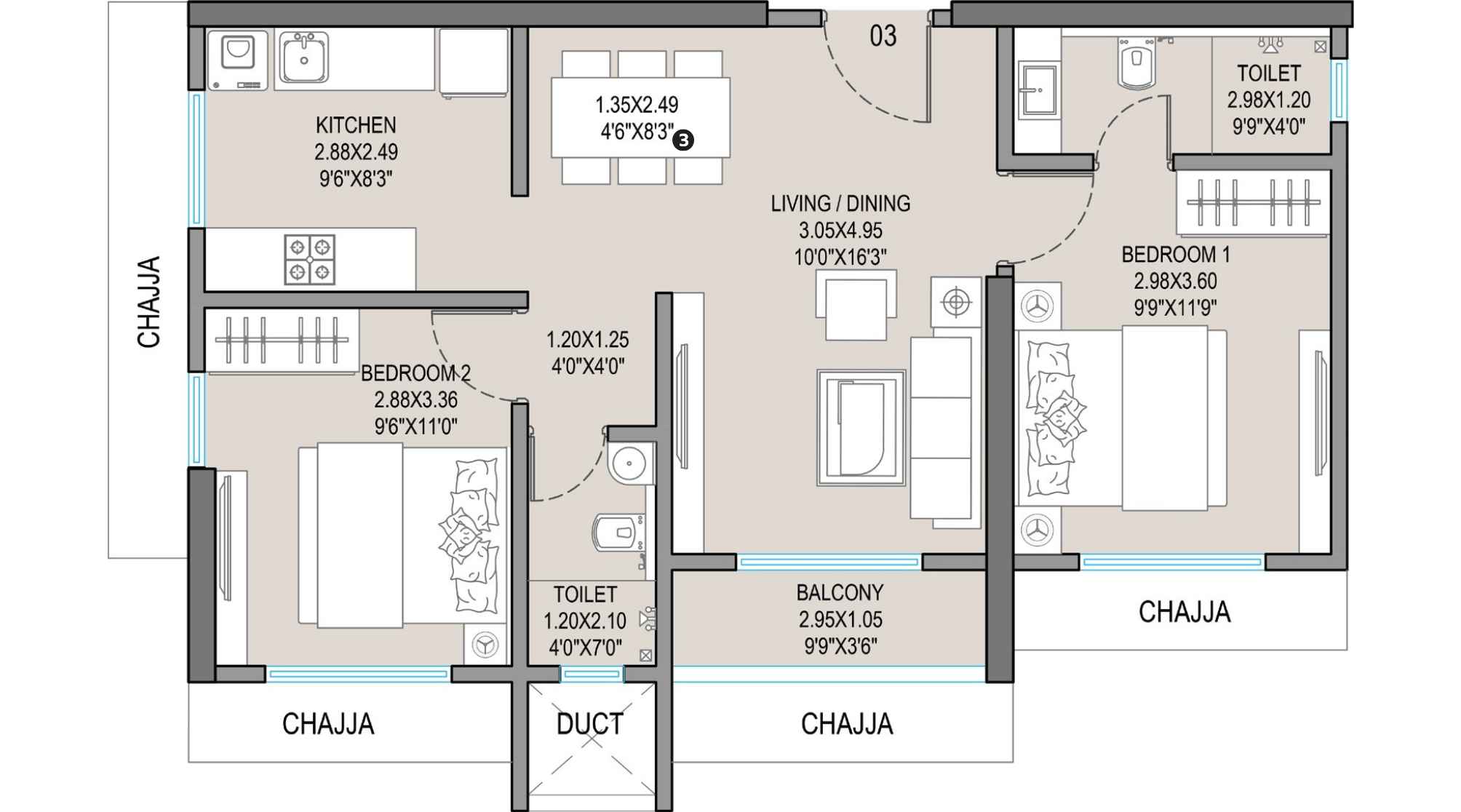 Evana-Heights-floor-plan-2-BHK-648.50-SQFT