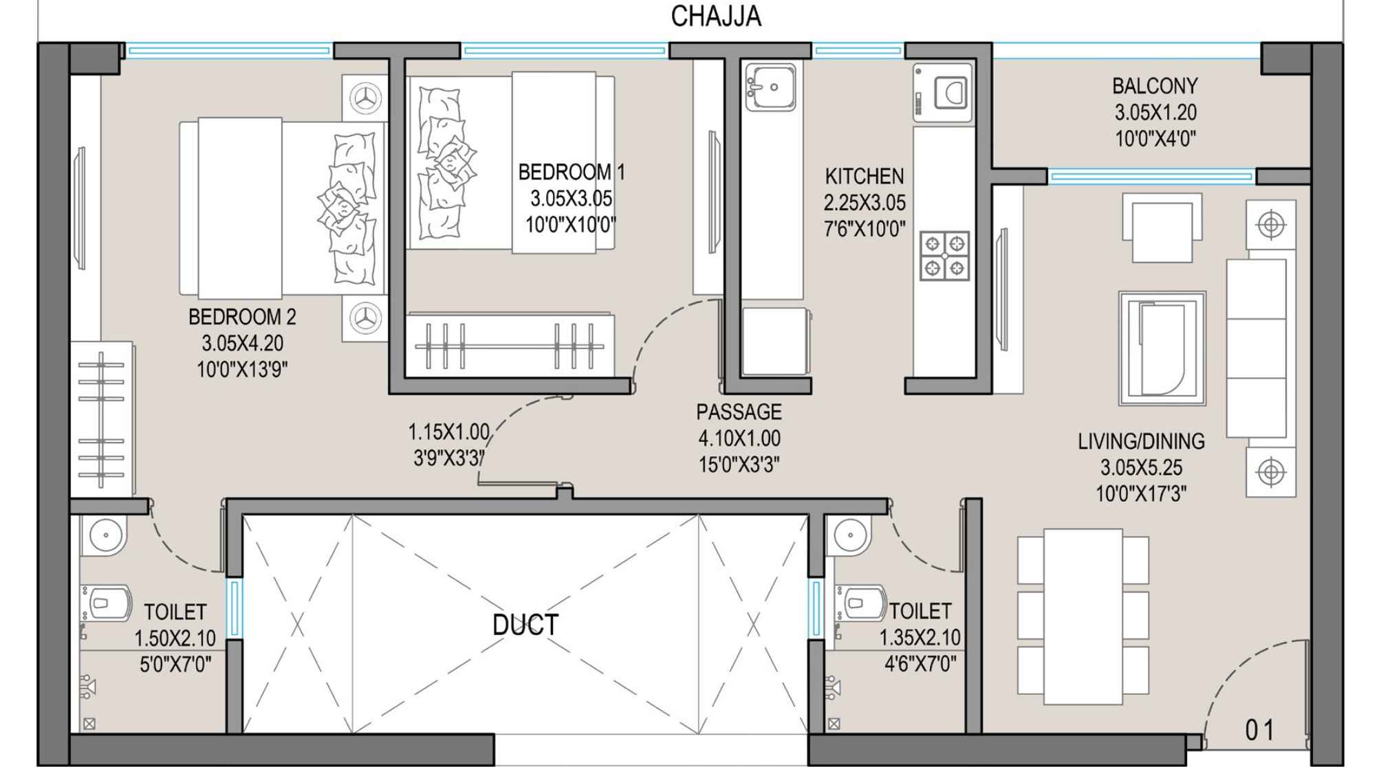 Evana-Heights-floor-plan-2-BHK-686.74-SQFT