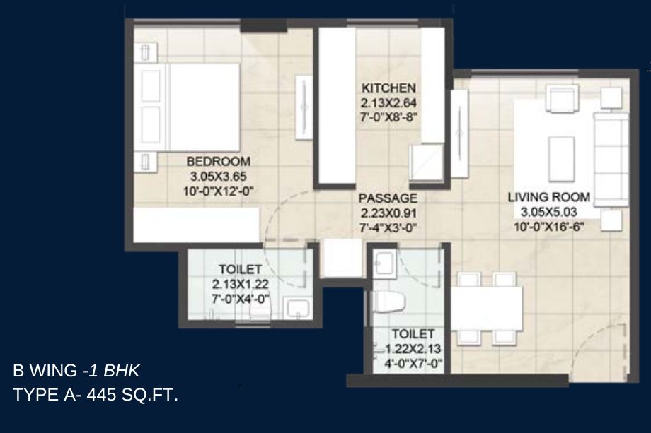 Fatima-Residency-Floor-Plan-1-BHK-445-Sqft