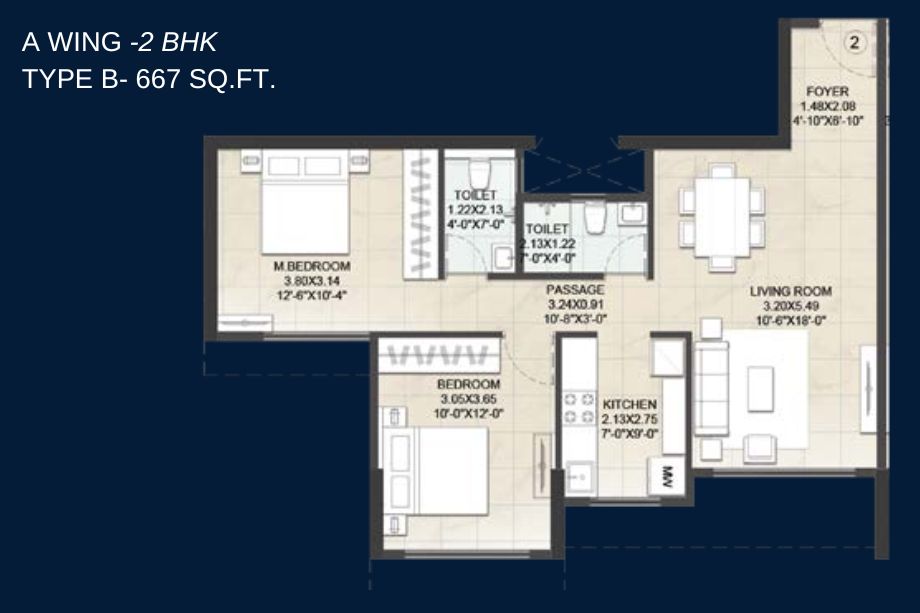 Fatima-Residency-Floor-Plan-2-BHK-667-Sqft
