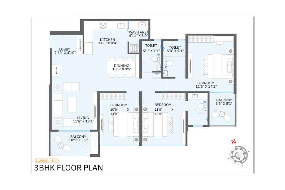 Shubh-Tristar-Floor-Plan-3-BHK