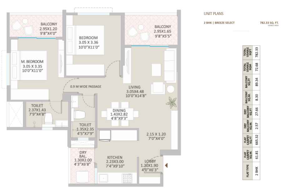 Kolte-Patil-Springshire-Floor-Plan-2-BHK-782-Sqft
