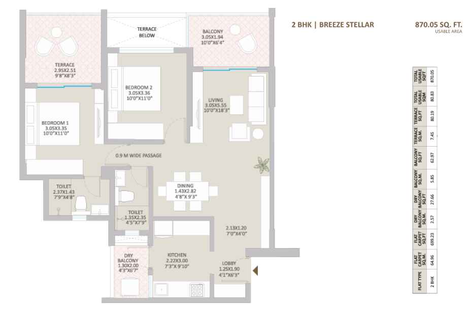 Kolte-Patil-Springshire-Floor-Plan-2-BHK-870-Sqft