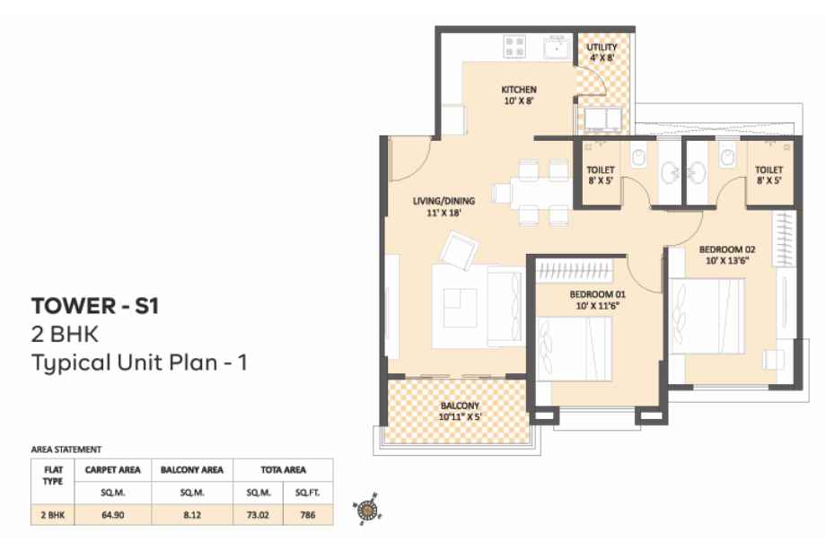 Bramha-Sky-City-Floor-Plan-2-BHK-786-Sqft
