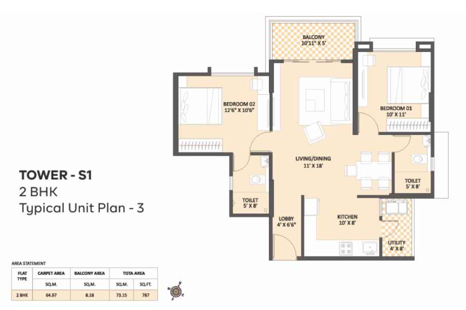 Bramha-Sky-City-Floor-Plan-2-BHK-787-Sqft