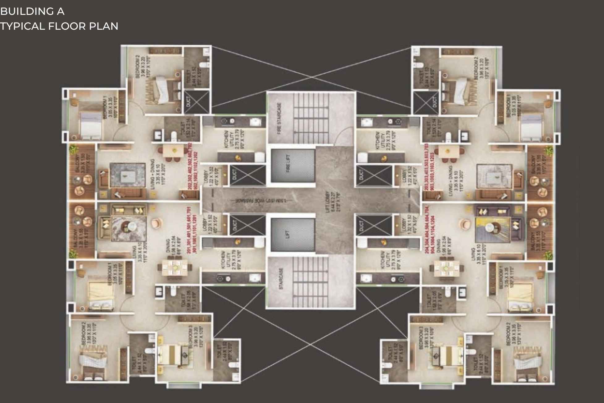 Majestique-Aravali-Typical-Floor-Plan-Building-A