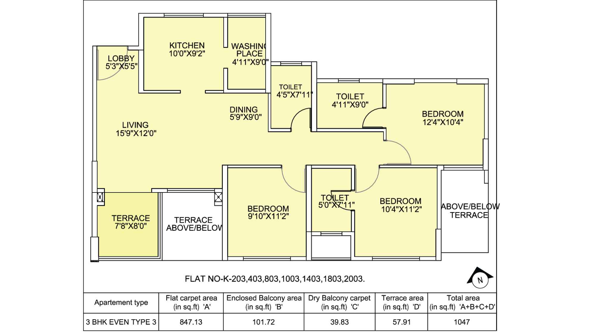 Amit-Bloomfield-3 BHK-1047-Sqft