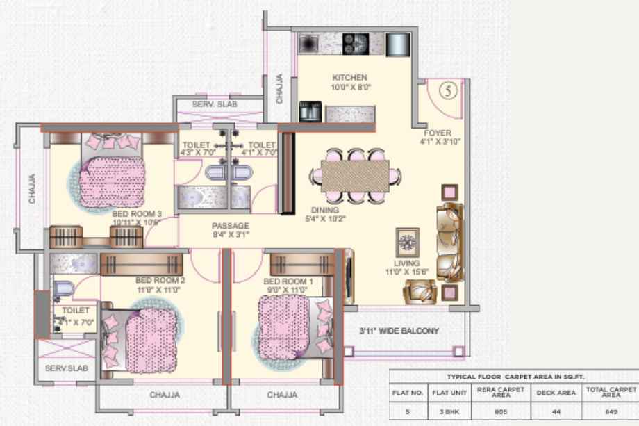 Tharwani-Palladian-3-BHK-805-Sqft