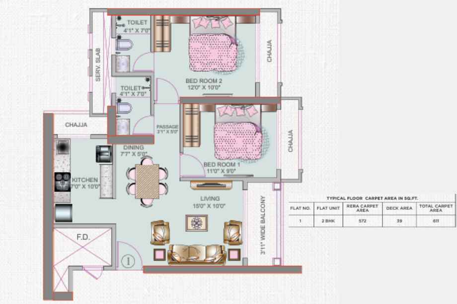 Tharwani-Palladian-BHK-572-Sqft