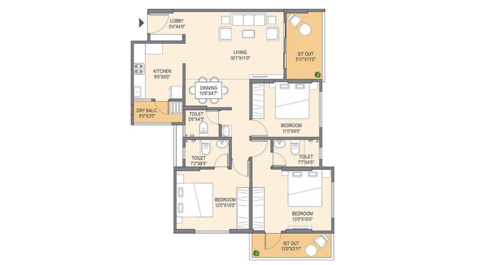 Nivasa-Elevia-Floor-Plan-3-BHK