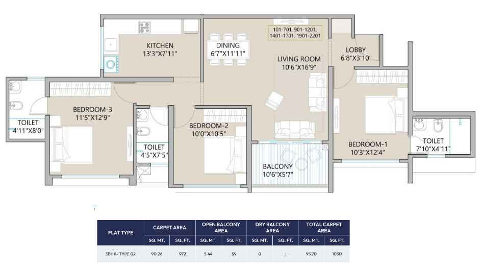 West-World-Floor-Plan-3-BHK