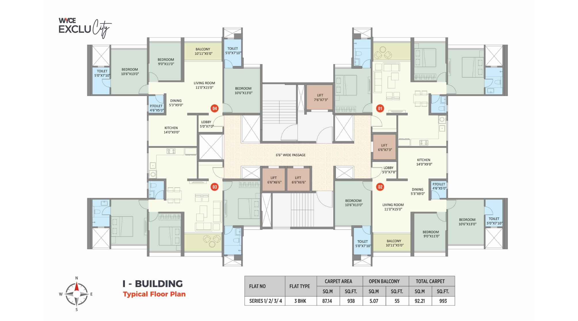 Saniket-WYCE-Exclucity-I-Building-Typical-Floor-Plan