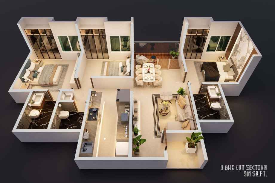 Evana-Homes-Floor-Plan-3-BHK-981-Sqft
