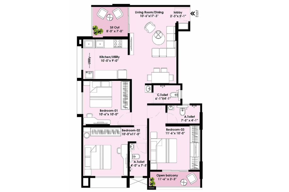 Arihant-Greens-Floor-Plan-3-BHK