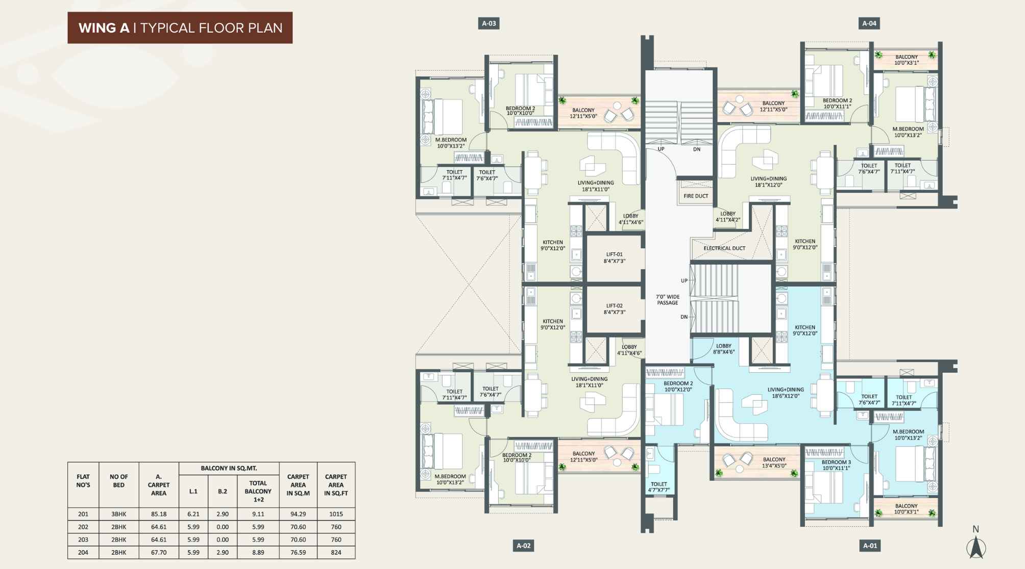Rohit-108-Astera-Typical Floor-Plan-Wing-A