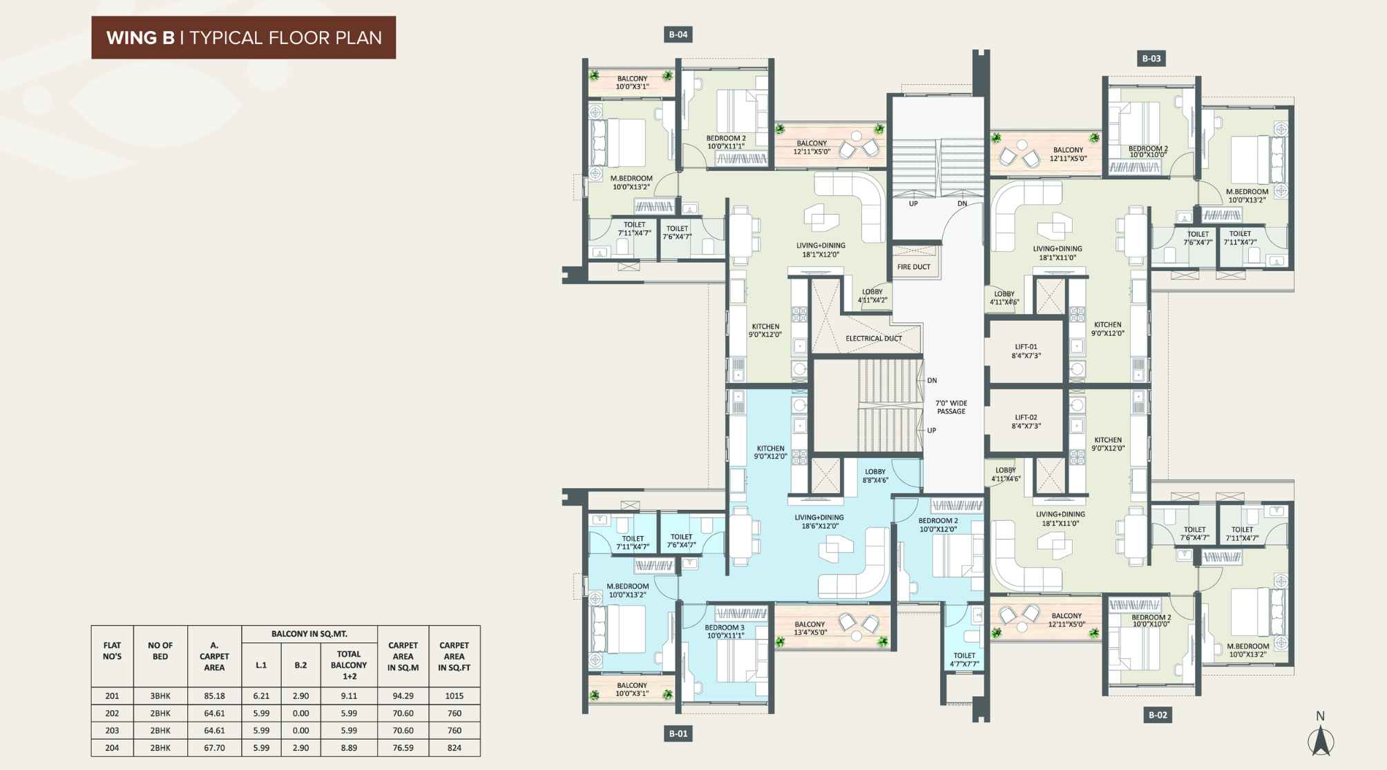 Rohit-108-Astera-Typical Floor-Plan-Wing-B