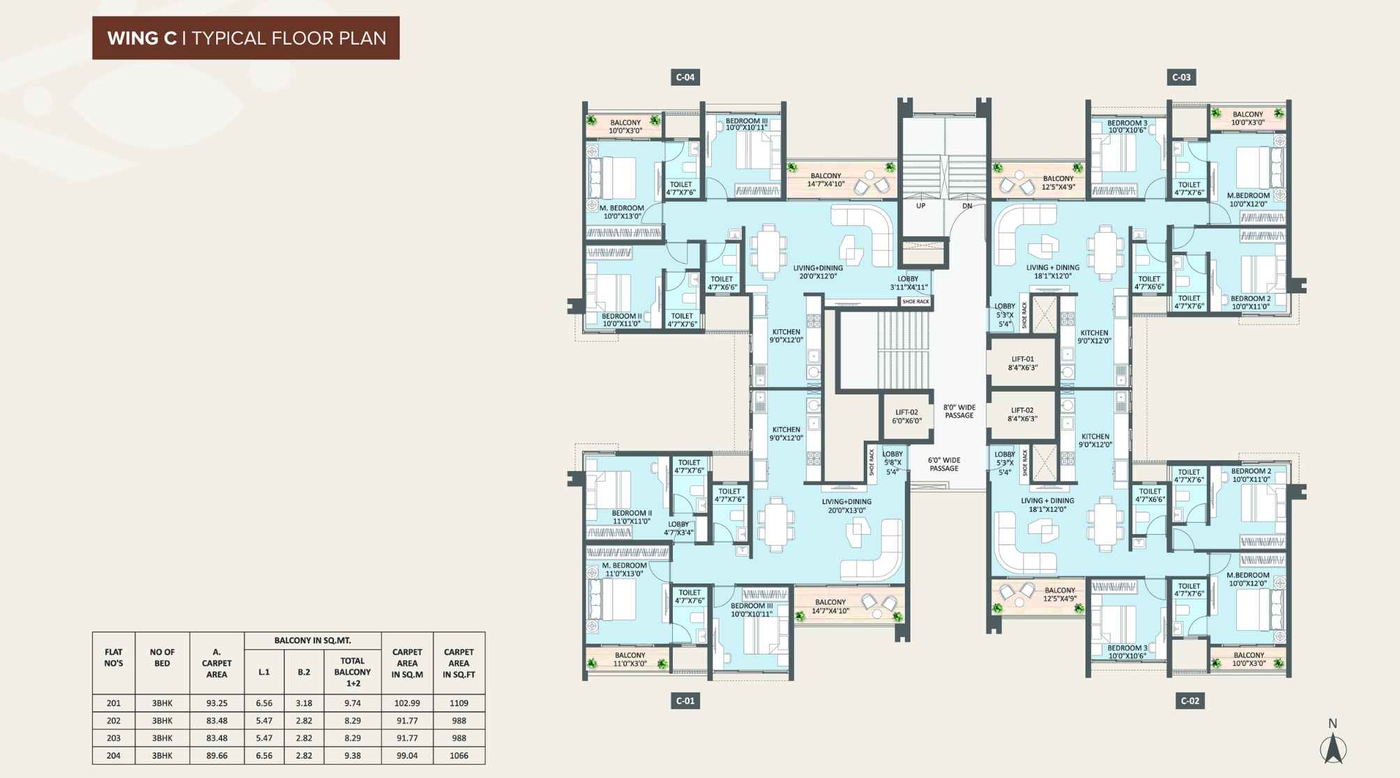 Rohit-108-Astera-Typical Floor-Plan-Wing-C
