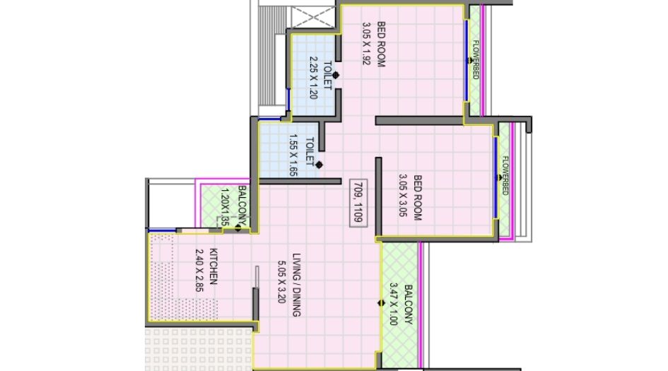 Somani-Tower-Floor-plan-2 BHK-657 Sqft