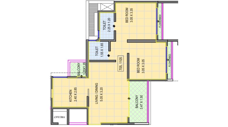 Somani-Tower-Floor-plan-2 BHK-675 Sqft