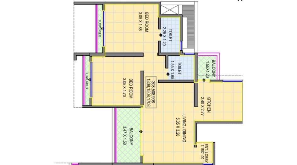 Somani-Tower-Floor-plan-2 BHK-694 Sqft